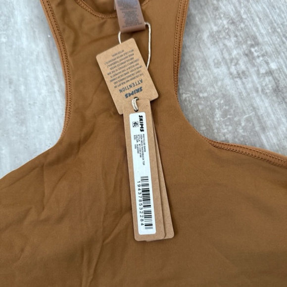 NWT SKIMS Recycled Swim High Neck Racerback Top Almond XXSmall Bikini Top - Picture 3 of 3